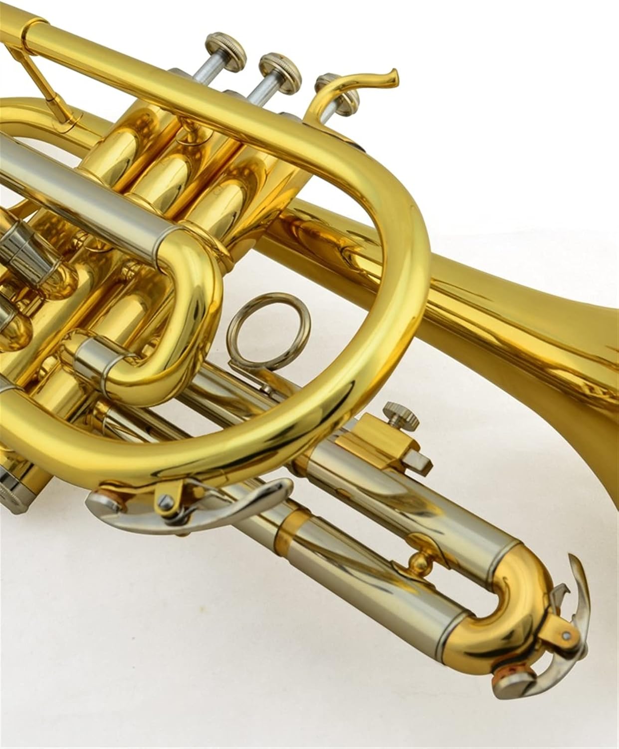 Student Trumpet Professional Brass Cornet with Gold Paint B Flat Trumpet Cornet Instrument with Hard Case