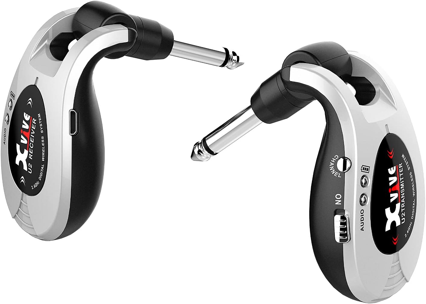 Xvive U2 rechargeable 2.4GHZ Wireless Guitar System - Digital Transmitter Receiver for Electric Guitar Bass Violin ( Silver )