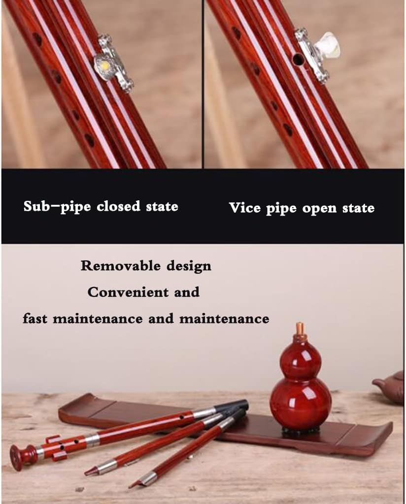 Musical Instruments Chinese Traditional Instrument Hulusi Cucurbit Flute Bottle Gourd Silk With Chinese Knot Carry Case For Beginners Musical Gift,Wind Instruments (Color : Red, Size : B flat)