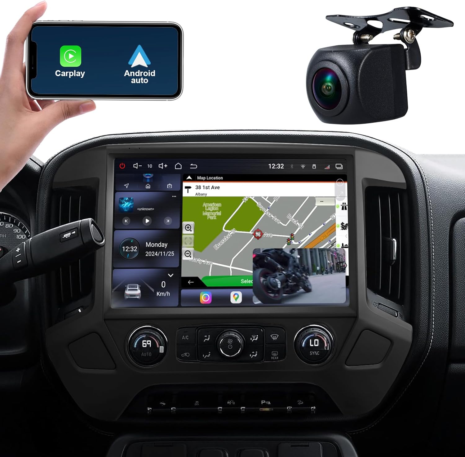 Android 14 car Stereo Radio for Chevy Silverado/GMC Sierra 2014-2018,13.1”2K IPSTouch Screen with Wireless carplay Android auto,6G+128G,Split Screen Display,Build in GPS/BT/SWC/WIFI/4G