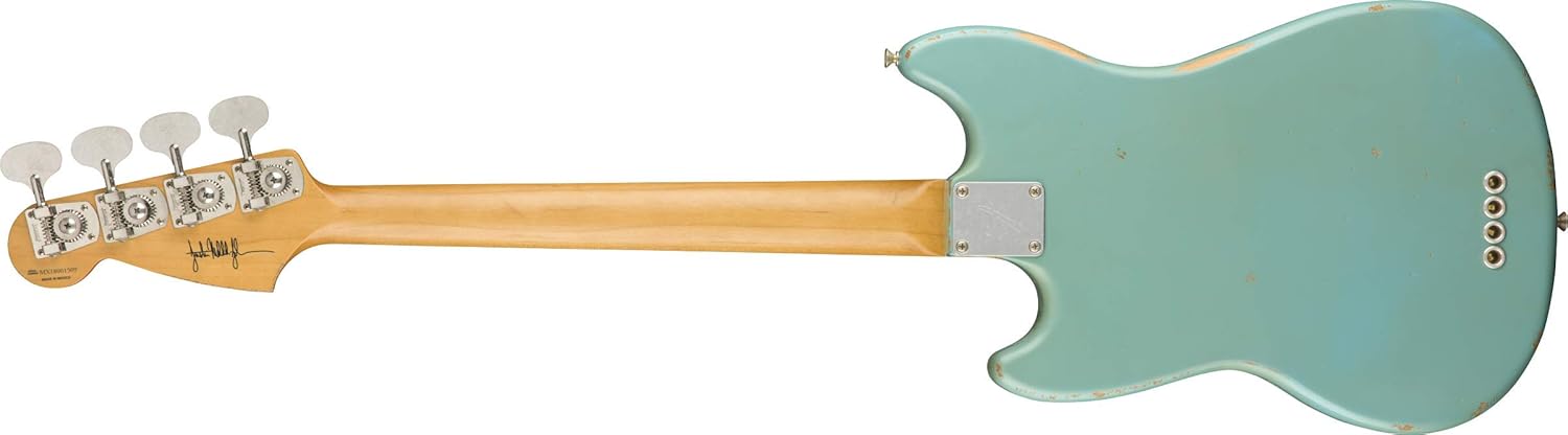 Fender JMJ Road Worn Mustang Bass, Faded Daphne Blue, Rosewood Fingerboard