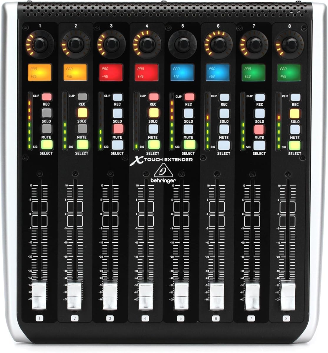 Behringer X-TOUCH EXTENDER X-TOUCH EXTENDER with 8 Touch-Sensitive Motor Faders, LCD Scribble Strips, USB Hub and Ethernet/USB Interfaces