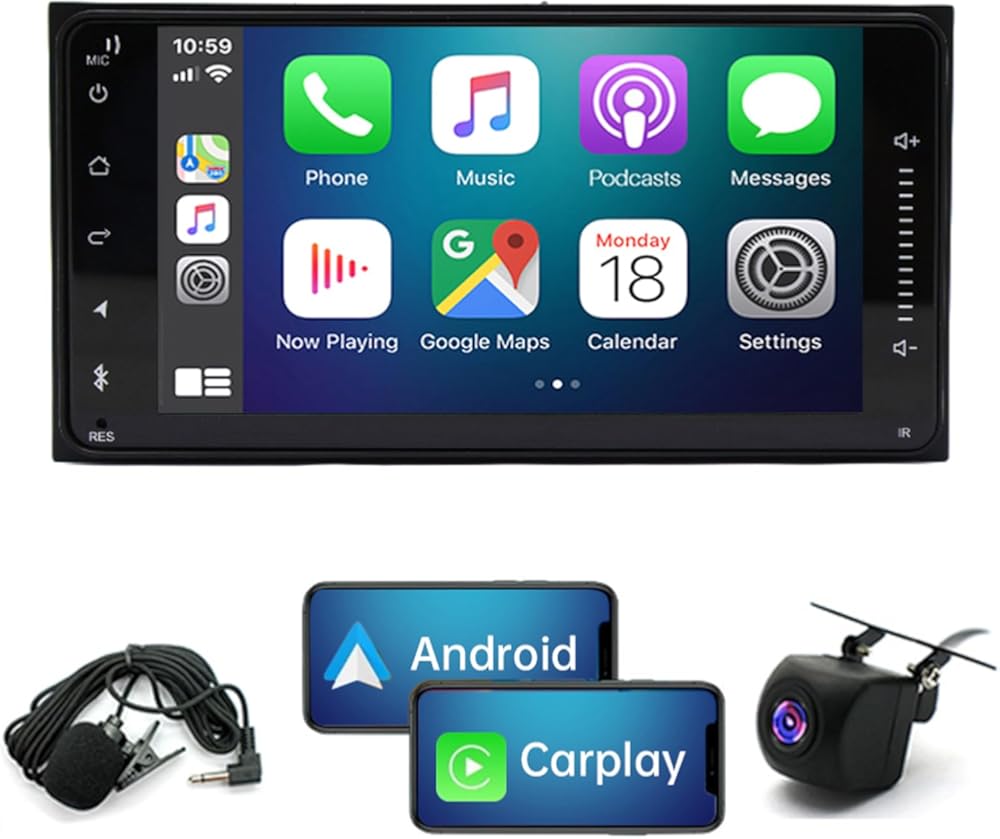 2GB+32GB Android 13 Car Stereo 7inch Touchscreen Car Radio Built-in Carplay/Android Auto Support Bluetooth SWC GPS WiFi Backup Camera Fit for 4Runner 2003-2009 for Tundra 2000-2006
