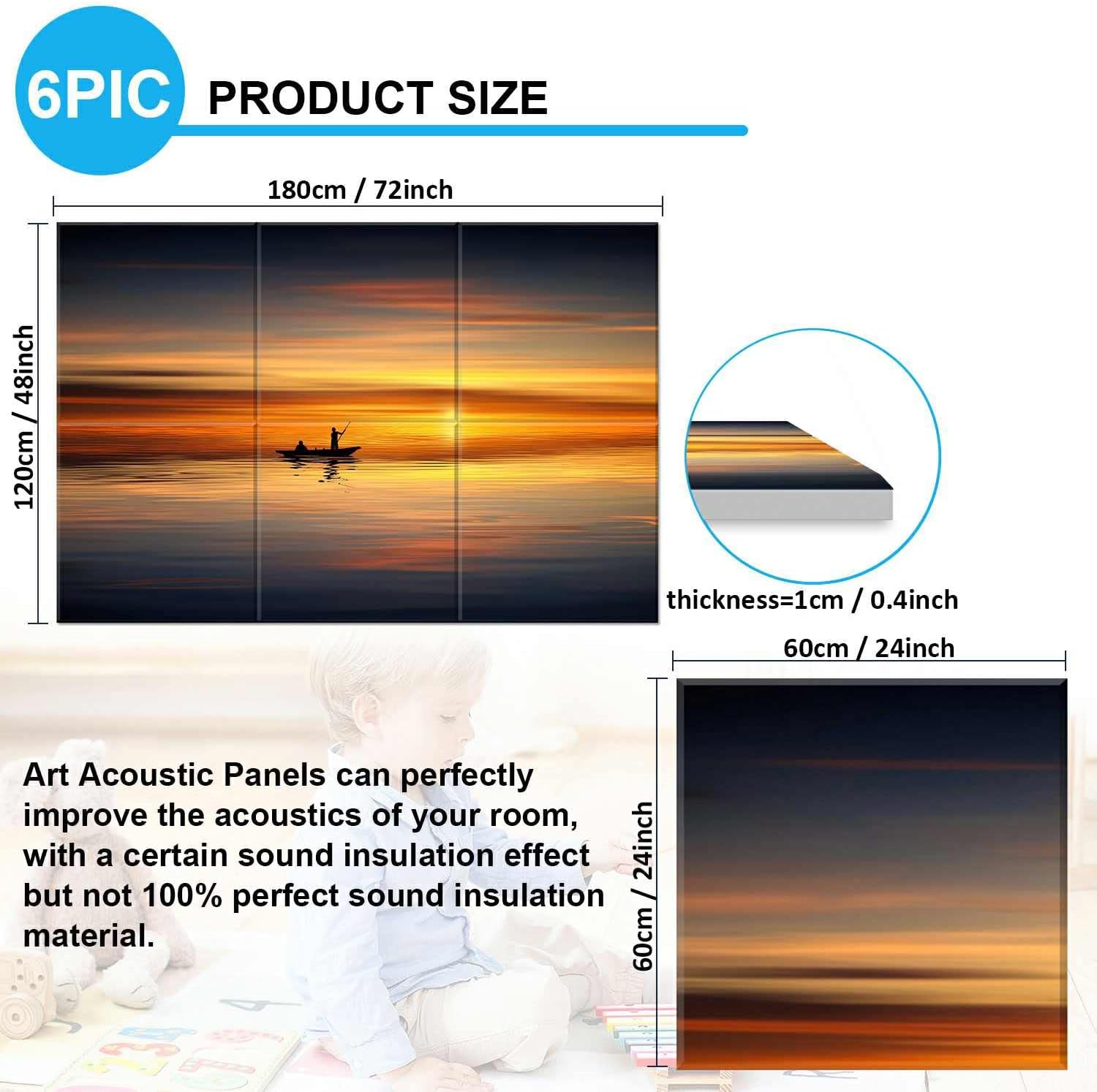 JBER Art Acoustic Panels, 72×48 Inches Acoustical Wall Panels, Sound Absorbing Wall Art, Decorative Acoustic Panels, Soundproof Wall Panels for Recording Studio, Home & Living Room(Sail Shadow)