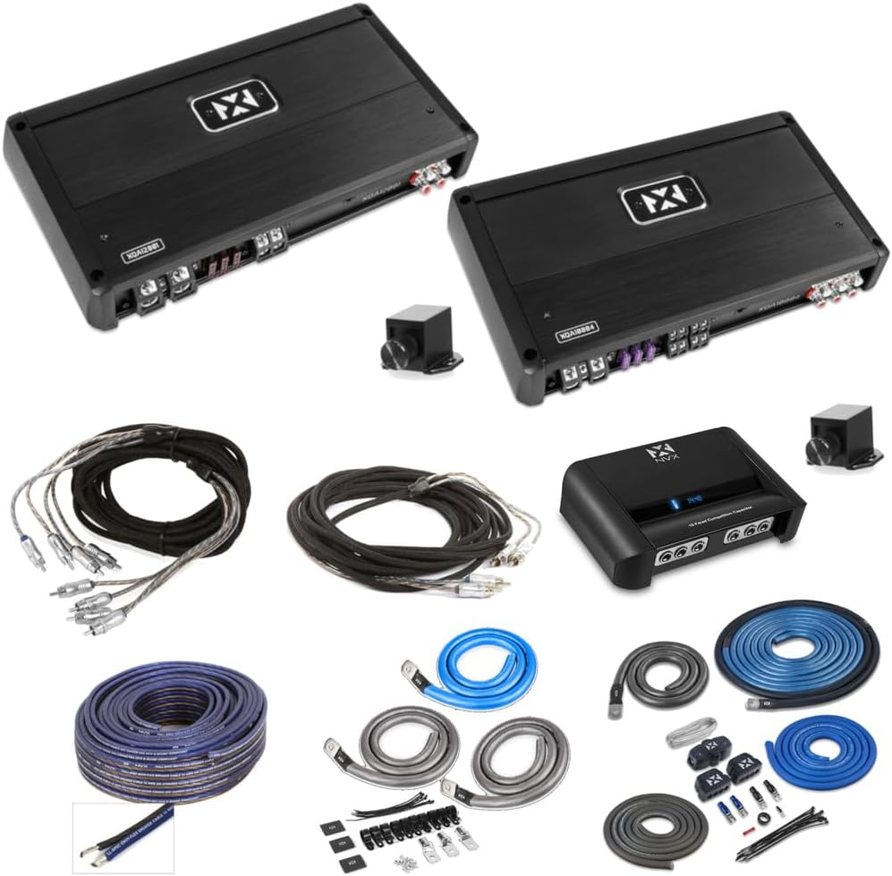 NVX Ultimate Car Audio Power & Performance Bundle – Includes 1000W & 600W RMS X-Series Amps, 10 Farad Capacitor, Big 3 Upgrade Kit, RCA Interconnects, and 100ft EnvyFlex 12AWG Speaker Wire