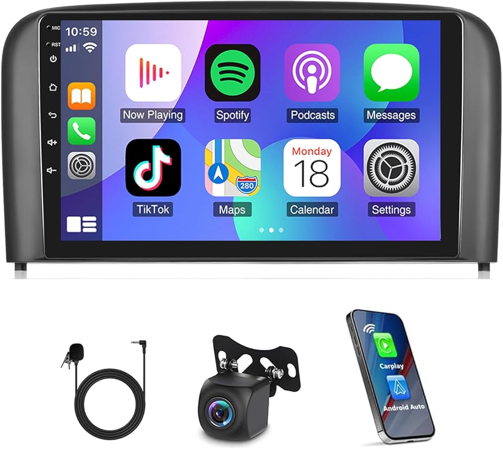 4G+64G Android Car Stereo Radio for Volvo S80 2006 with Wireless Carplay Android Auto,Double Din 9