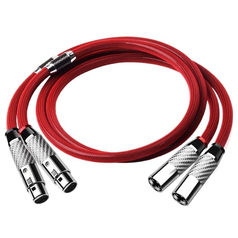 ON/E Pair HiFi 2XLR Male to 2XLR Female Cable Hi-end Pure Silver Balanced Cable for Microphone Amplifier(1.5m)