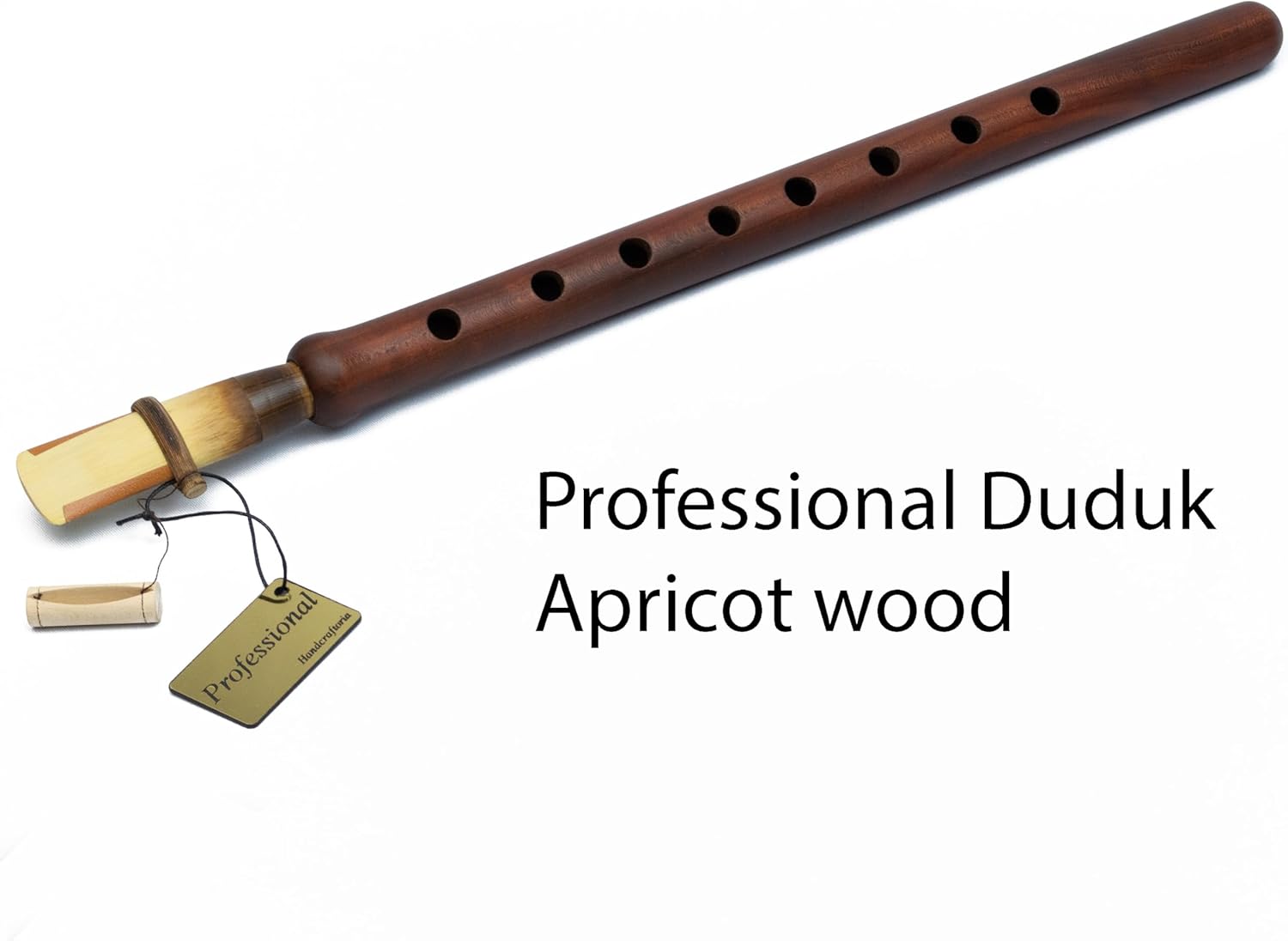 HandCraftoria Professional Armenian DUDUK instrument from apricot wood, wooden case covered with leather, 1 professional reed and 2 standard, Flute Oboe Balaban Woodwind (Key A)