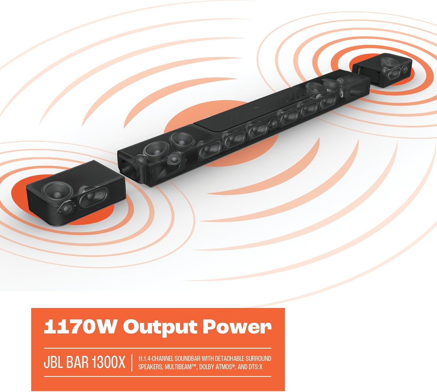 JBL Bar 1300X: 11.1.4-Channel soundbar with Detachable Surround Speakers, MultiBeam™, Dolby Atmos® and DTS:X®, Black