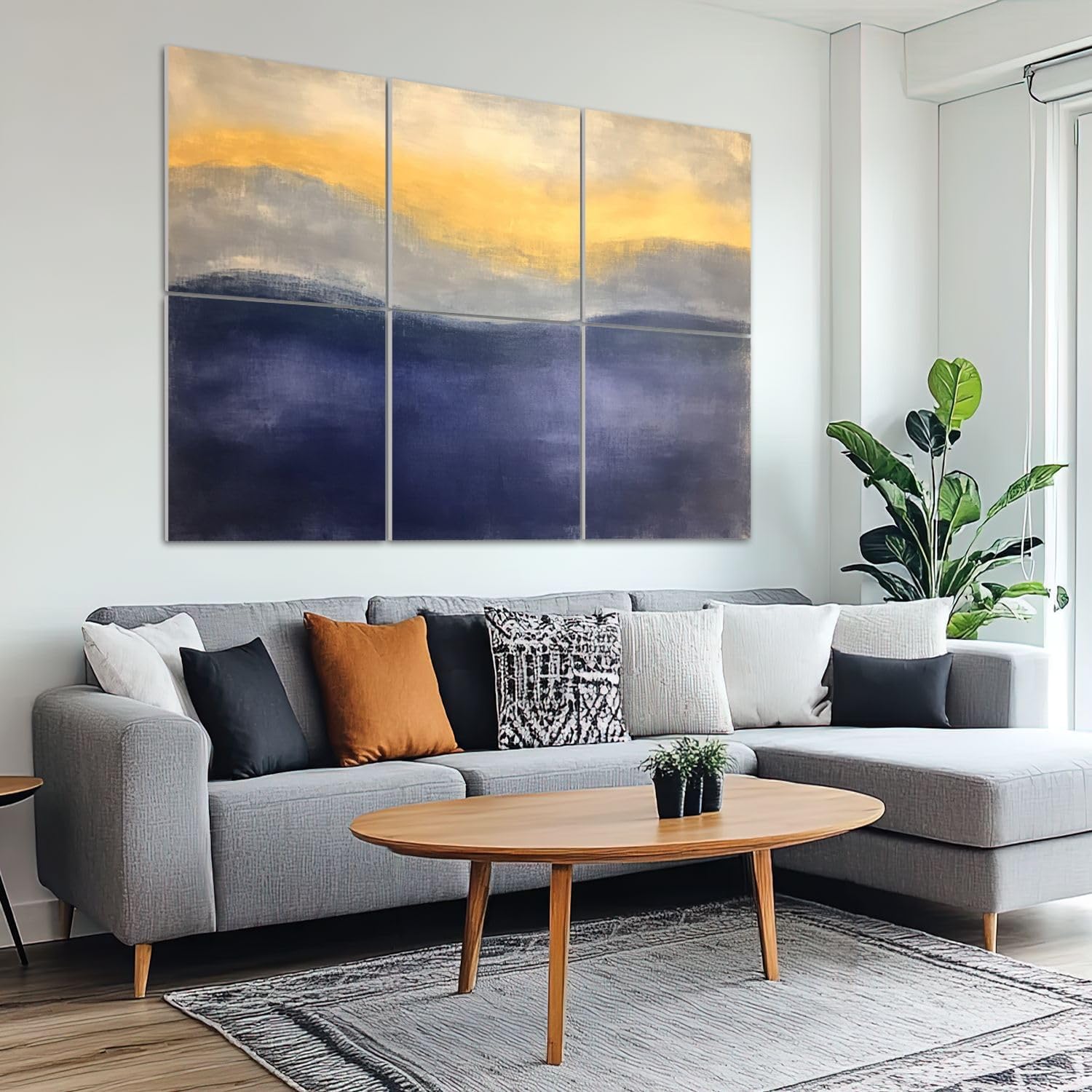 6 Pack Art Acoustic Panels Sound Absorbing Modern Style Abstract Hills Sunset Sky Ethereal Horizon Blended Colors Decorative Soundproof Wall Panels Self Adhesive for Recording Studios Office 72