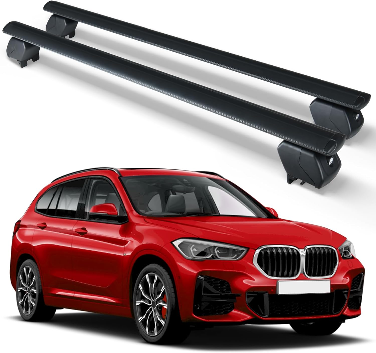 300 LBS Heavy Duty Cross Bars Roof Rack Compatible for 2010-2025 BMW X1 with Side Rails, Adjustable & Lockable Rooftop Crossbars Top Cargo Luggage Carrier Cars Suvs (Black)