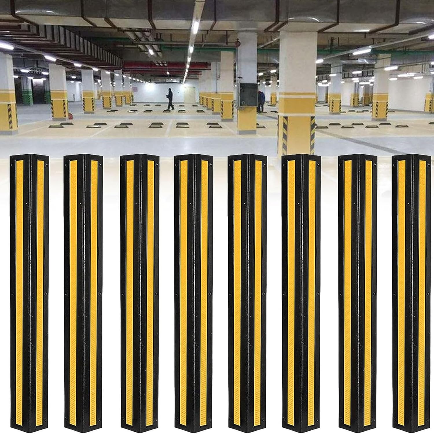 Garage Wall Protector Rubber Wall Edge Protector - Garage Wall Guards for Parking Protect Car Corner Guards Bumpers Pole (8pcs,80cm)