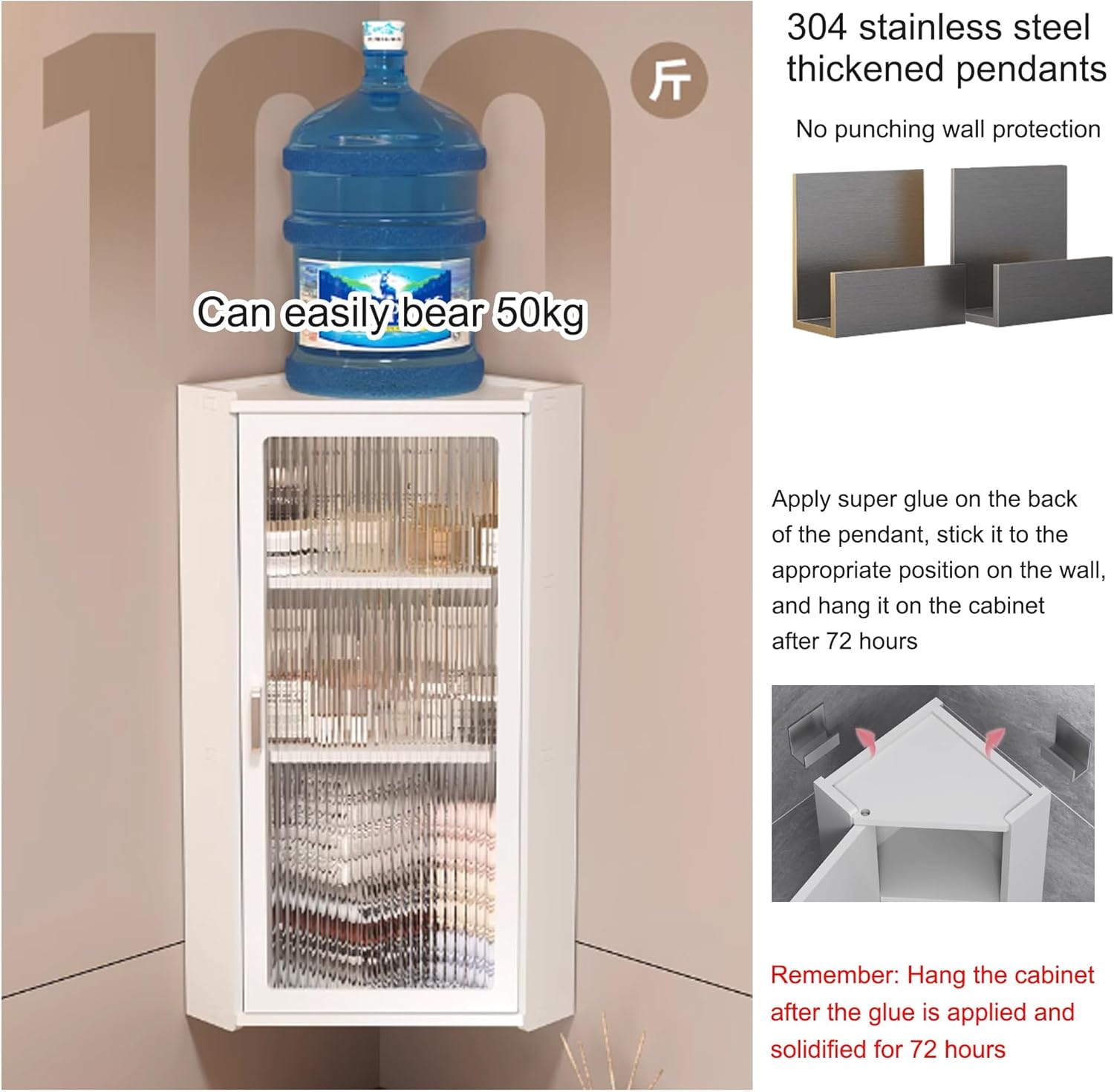 Small corner medicine cabinet, Bathroom Cabinet Wall Mount with Glass Doors, Bathroom Wall Cabinet Over The Toilet, Compact Hanging Cabinet for Bathroom Kitchen Laundry Room dormitories(Transparent,35