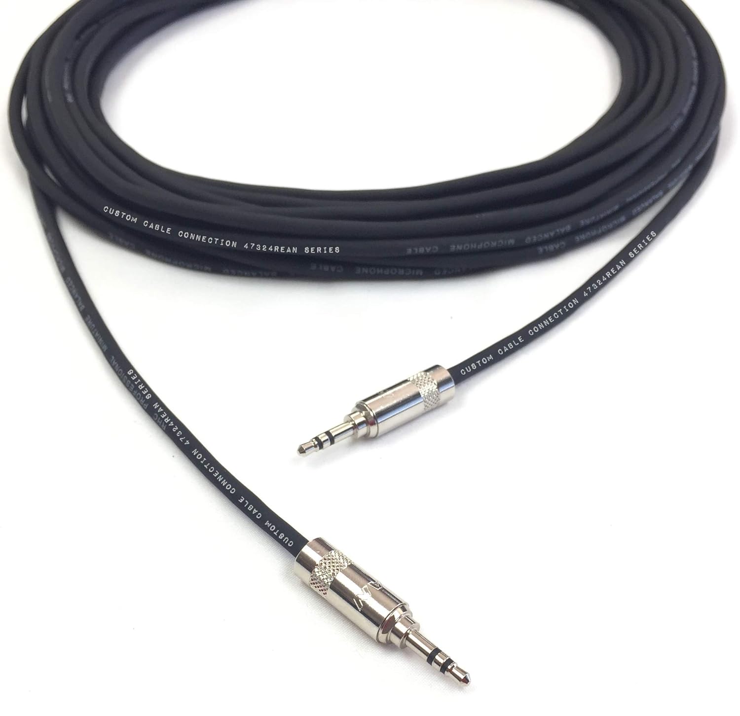 Custom Cable Connection 100 Foot Pro Audio 1/8 inch (3.5mm) REAN NYS231L TRS to 1/8 inch (3.5mm) REAN NYS231L TRS Balanced Cable