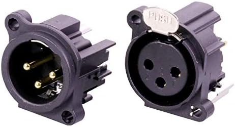 Davitu Electrical Equipments Supplies - 100pcs/lot 3 Pin XLR Panel Mount Female Jack/Male Plug Straight Chassis Gold Plated 3 Poles XLR Socket Microphone MIC Terminal - (Color: 50 Male 50 Female)