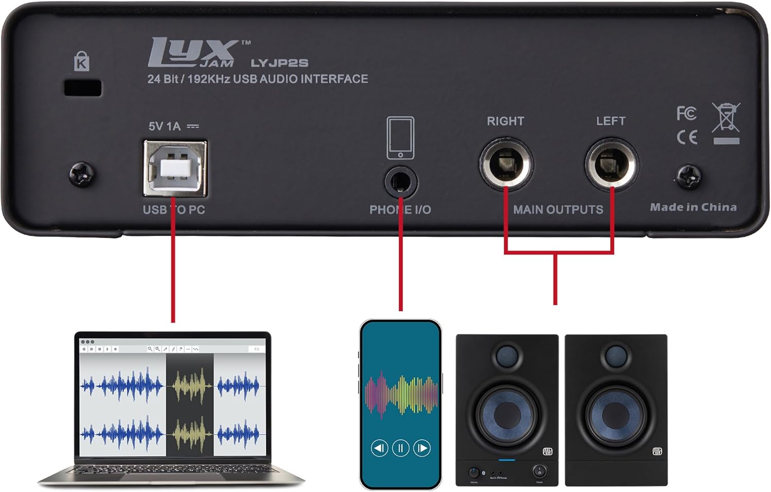 2x2 USB Audio Interface Bundle with ASIO, White PreSonus Eris 3.5 Studio Monitors, Bluetooth MIDI Pad Controller, Condenser Mic, Headphones, Isolation Shield & Software