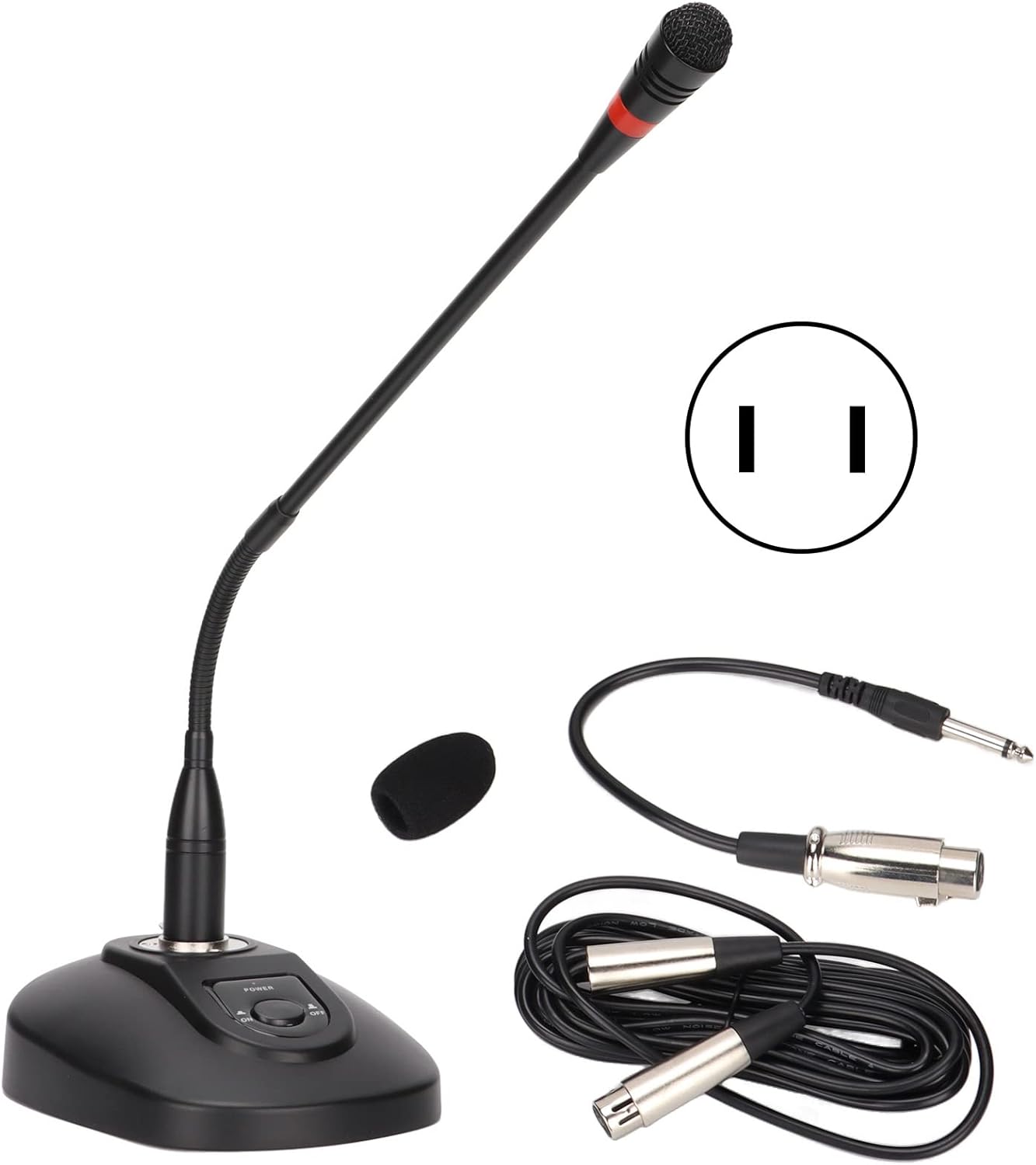 SYH&AQYE Home Desktop Gooseneck Wired Microphone, Table Mounted Corded Voice Condenser Noise Canceling Mic, XLR Female to 6.35mm/0.2in Male Mic for Karaoke, Conference Meetings(USA)