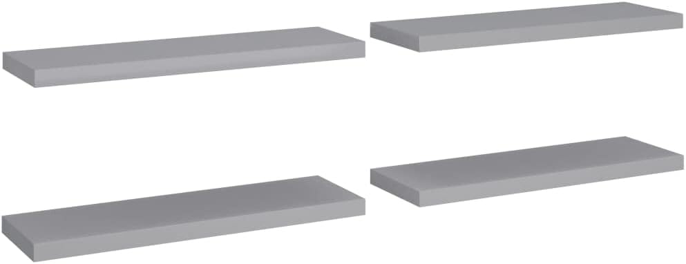 Modern Style Floating Shelves,Wall Storage Shelves,Wall Mounted Shelf Organizer Unit Display Shelf,for Living Room,Bedroom,Kitchen,Bathroom,Office,4 pcs Gray 31.5