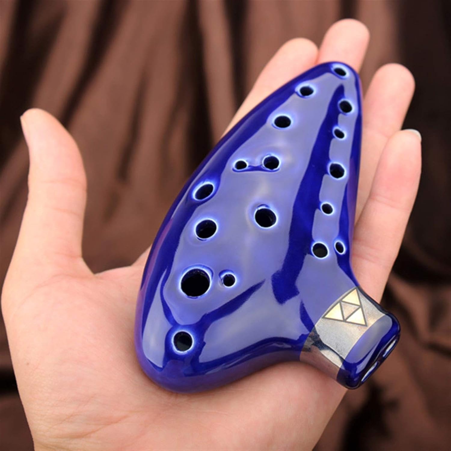 Ocarina Alto C 16 Holes Ceramic Ocarina Ocarina Flute Music Bright Glaze Pottery Woodwind Instrument (Color : Blue)