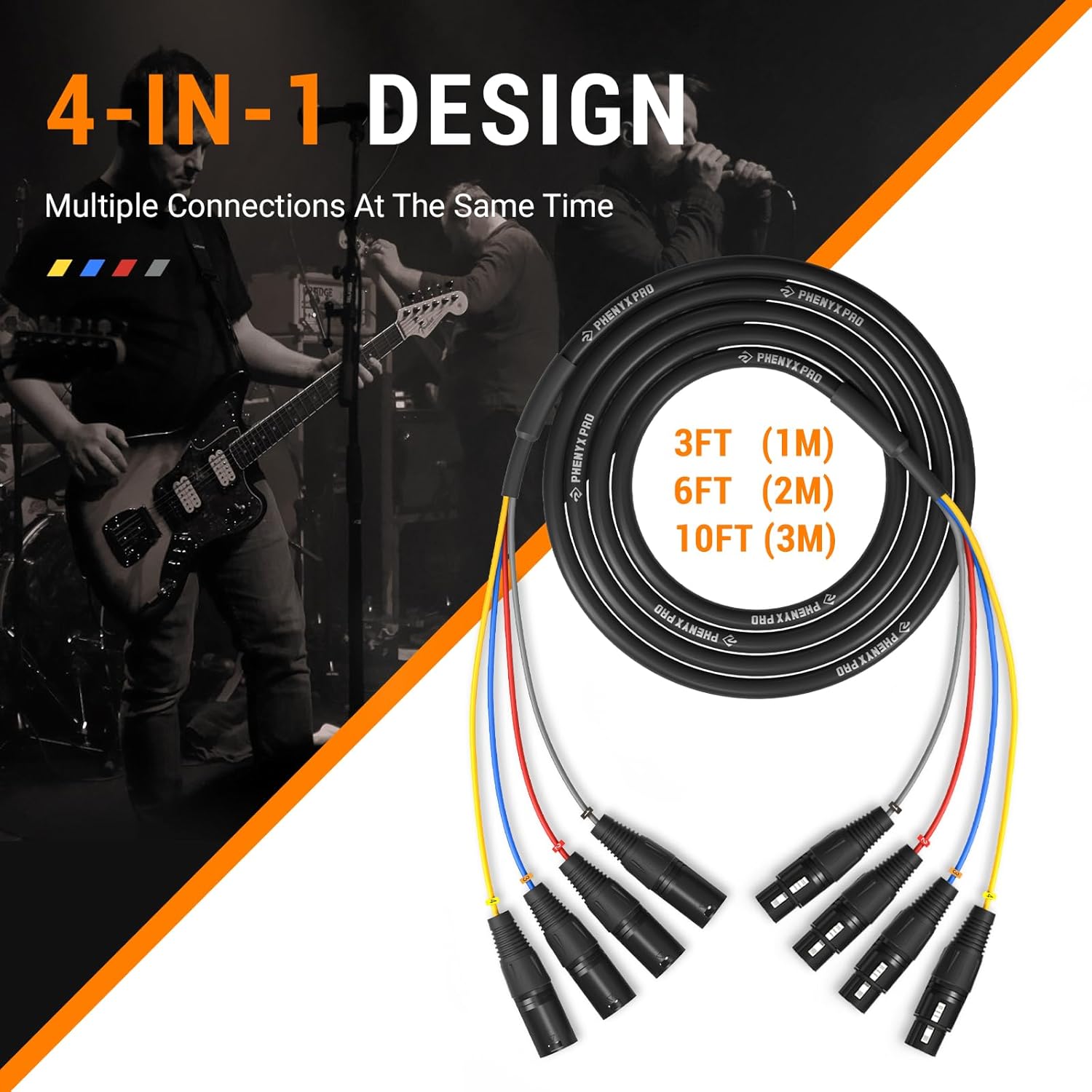 Phenyx Pro Wireless Microphone System,2x100 Adjustable UHF Channels(PTU-71-2H) Bundle with 10Ft XLR Snake Cable