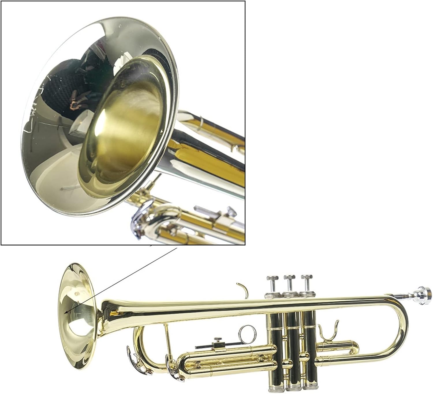 TSTS Golden Trumpet Instrument Playing Grade Children's Adult Wind Band B-Flat Brass Trumpet Instrument Professional Trumpet
