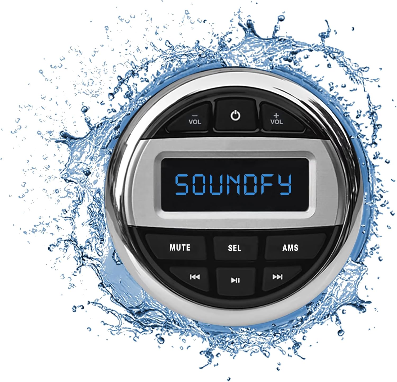 Marine Gauge Stereo Receiver, Bluetooth Boat Radio with IPX5 Waterproof, AM/FM Tuner, USB Input, Built-in EQ, 2.5” LCD Display for ATV, for Boats, Yacht & More