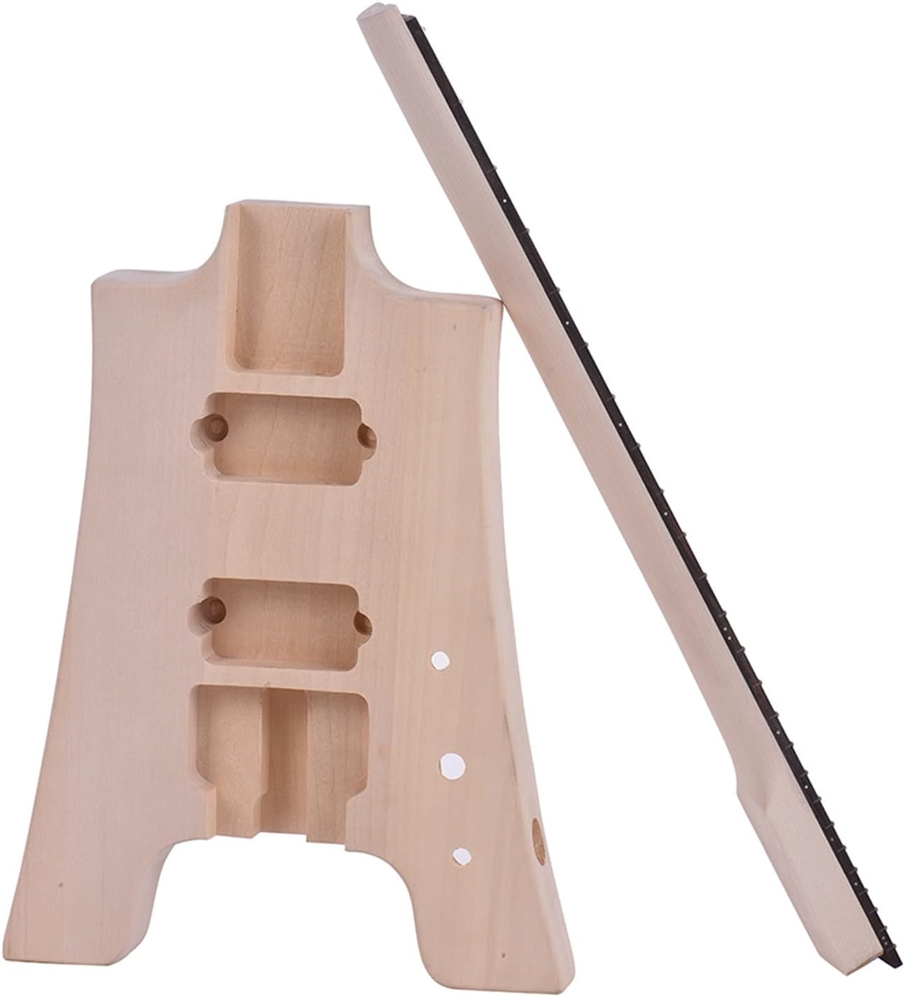 FLFL Unfinished DIY Electric Guitar Kit Basswood Body Rosewood Fingerboard Maple Neck Without Headstock Unfinished Guitar Kit