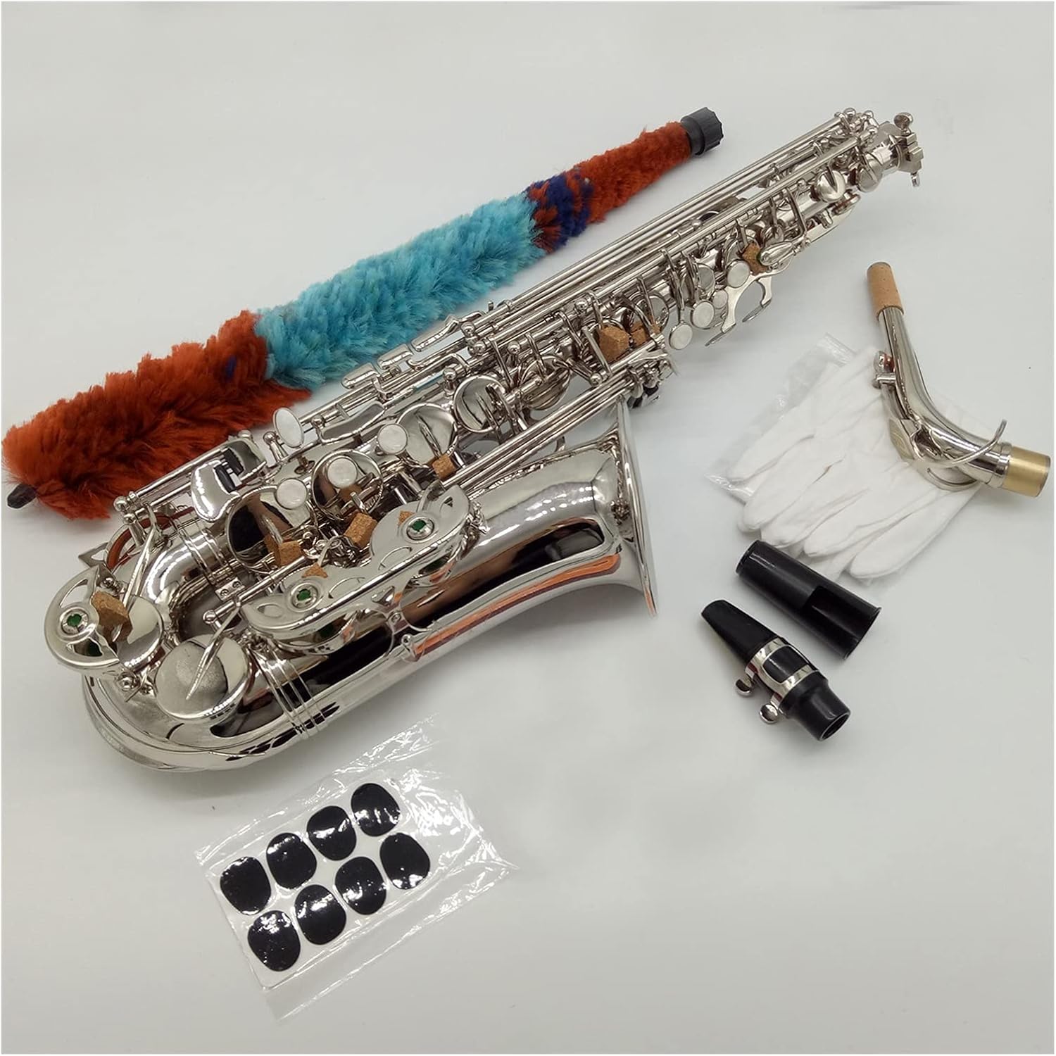 Saxophone Straight Alto Saxophone Nickel Plated E-Flat Alto Sax R54 with Case Mouthpiece Reeds Neck Key Type Woodwind Instrument