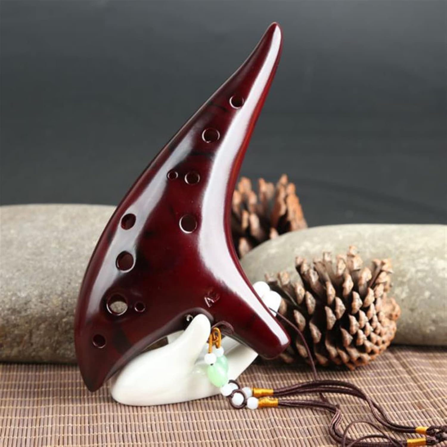 TSTS Alto C Key 12 Holes Classic Glossy Bright Glaze Woodwind Musical Instrument Ocarina Children Ocarina (Color : 03)