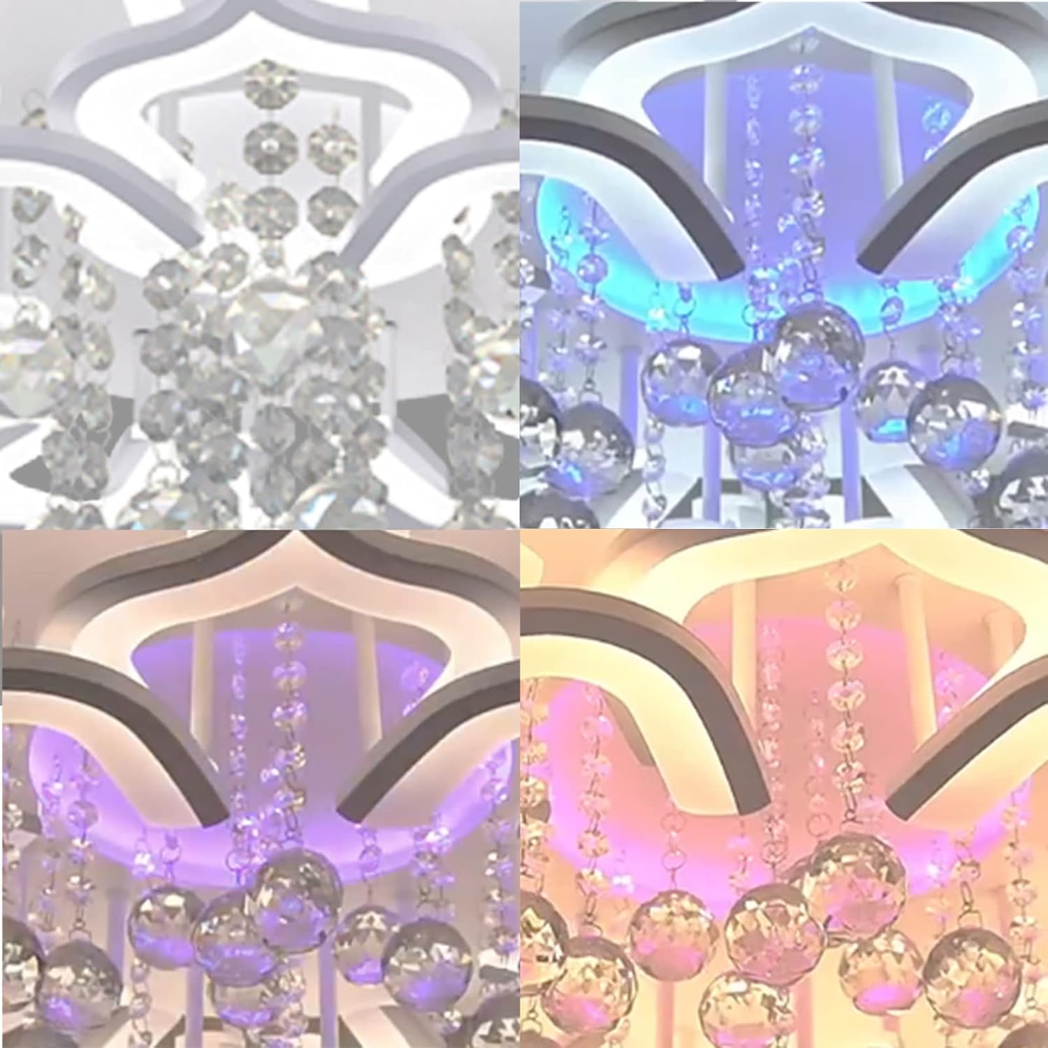 Modern Led Ceiling Light,24w Crystal Petal Flush Mount Chandelier Ceiling Flower Lamp with Remote Control for Living Room,Bedroom,Dining Room,Hall,Etc.3+3 Heads……