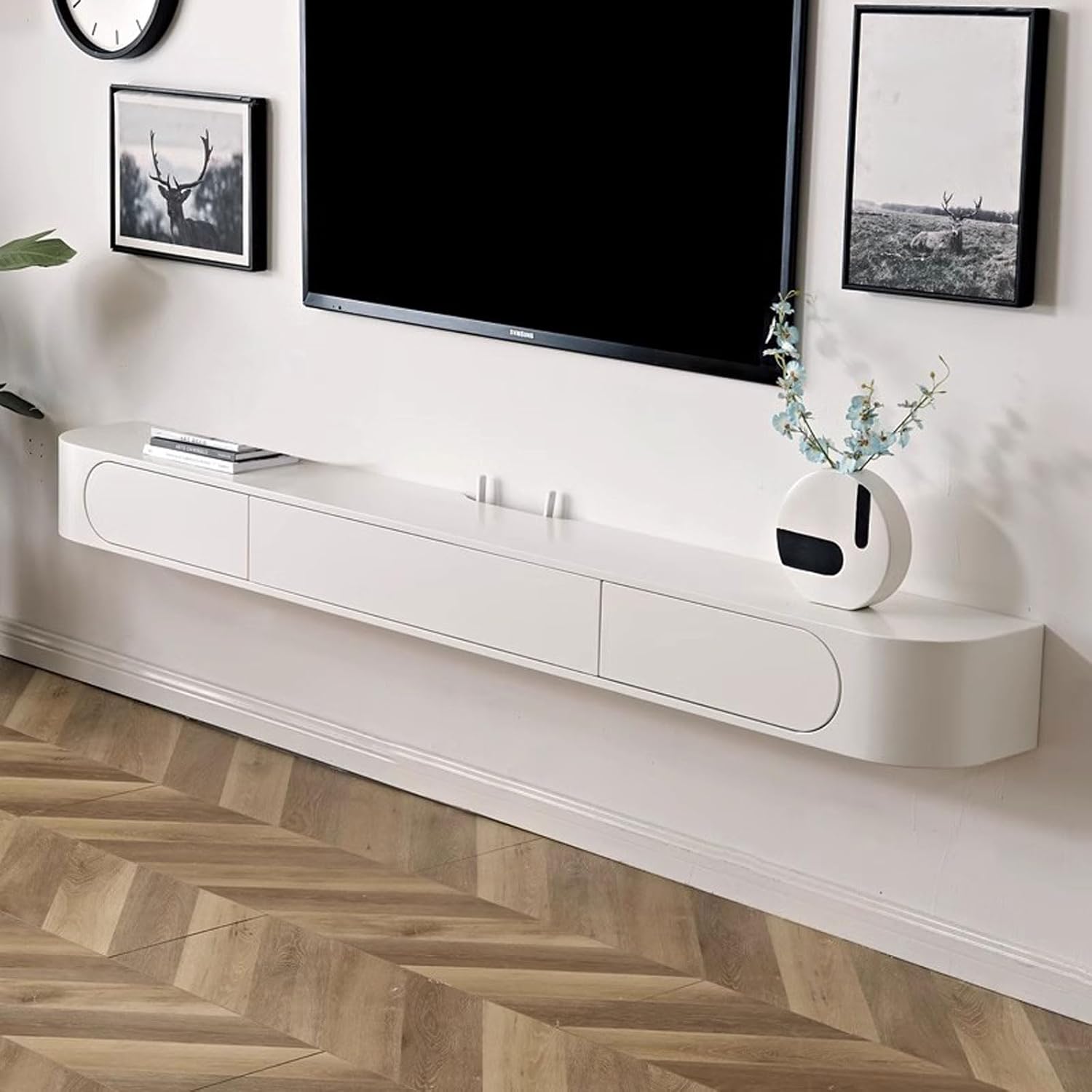 Wall Mounted TV Cabinet Floating TV Shelf Wall Shelf TV Stands Audio/Video Hutch Electronics Shelf for TV Components Storage Shelf Book Shelf Wall Unit Decor Wall Mount Corner Shelves Wall Cabinet