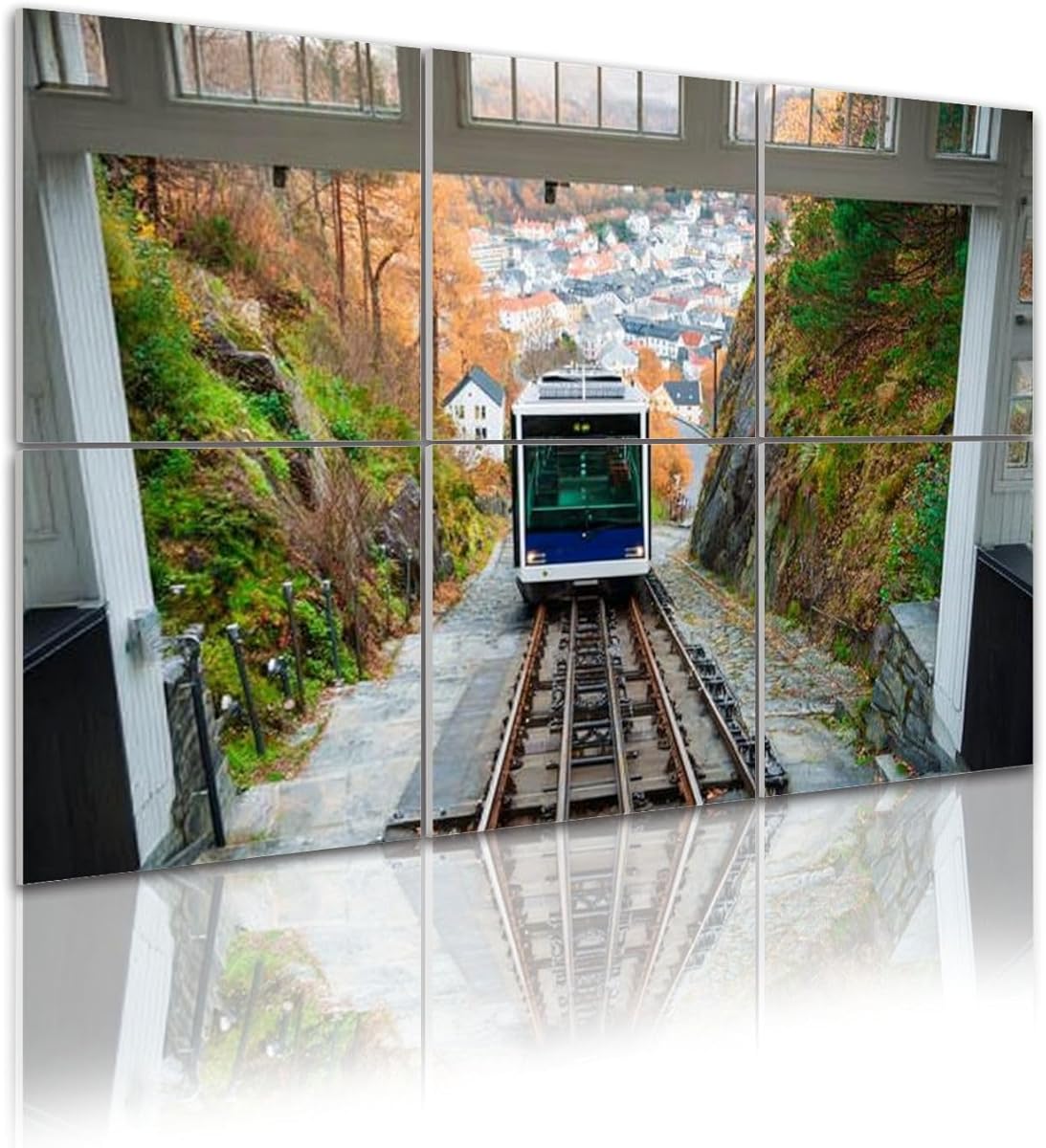 6 Pack Art Acoustic Panels Funicular railway Norwegian city Bergen Sound Absorbing Panel 48