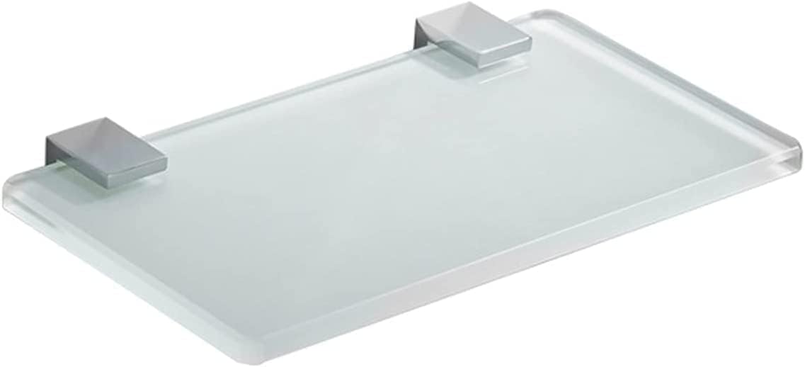 IOCCIOBB Bathroom Glass Shelf Bathroom Glass Shelf, Tempered Glass Shower Storage 7.08 by 3.9 Inches, Polished Copper Finish Matte Transparent Wall Mount