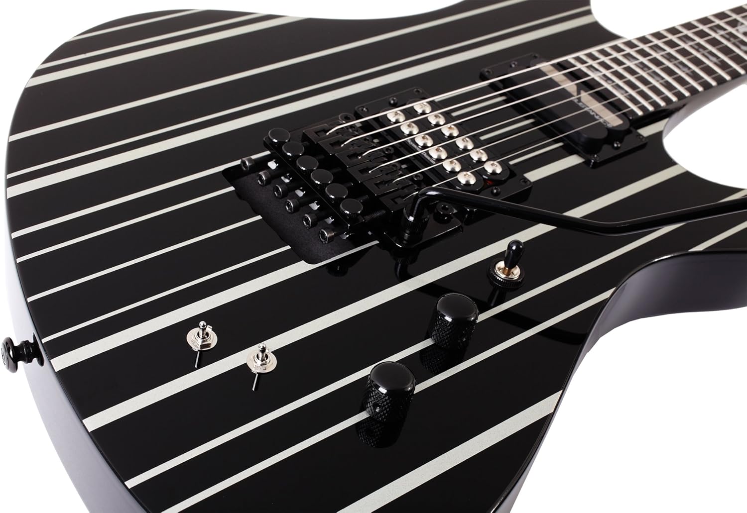 Schecter 203 Synster Custom-Sustainiac 6-String Electric Guitar (Black/Silver)