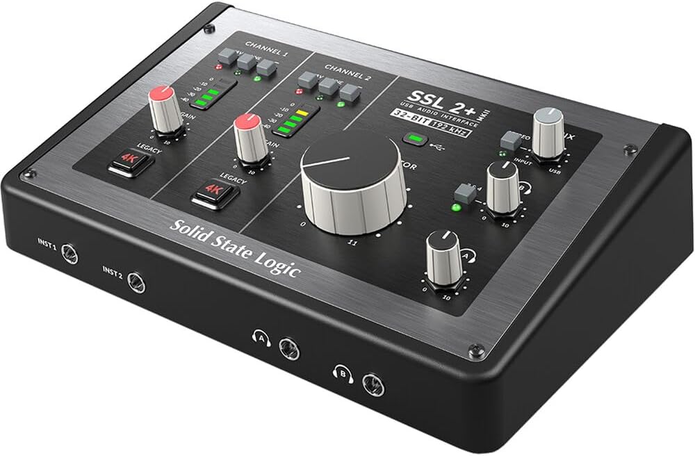 Solid State Logic SSL 2 Plus MKII USB Audio Interface with Dual Headphones, Four Balanced Outputs, and Class-Leading Mic Preamps