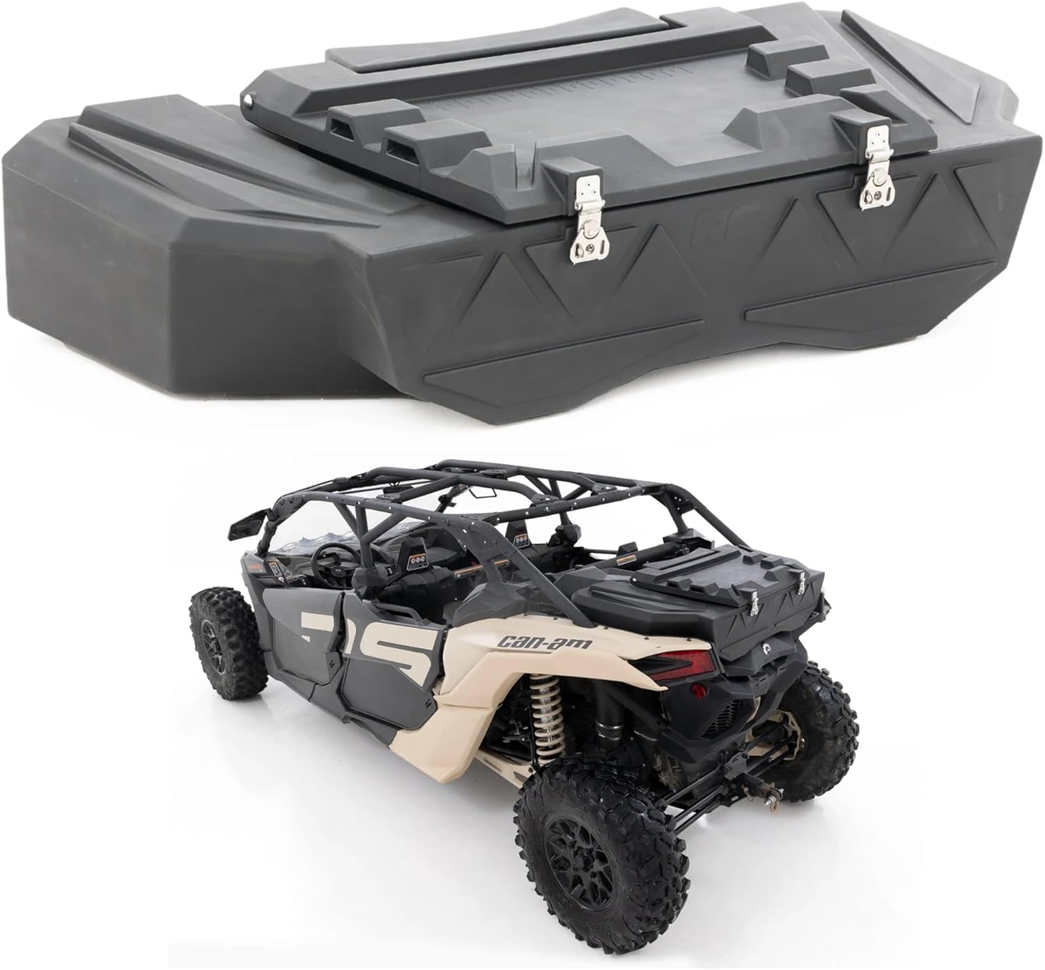 Rough Country Rear Bed Cargo Box for Can-Am Maverick X3 (2 & 4-Seat Models) - 45-Gallon Storage Capacity, Watertight Seal, High-Impact UV-Resistant, Lockable Latches