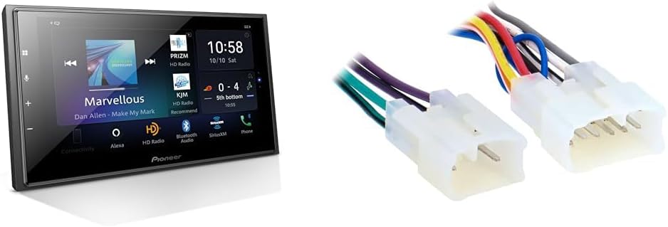 PIONEER CarPlay AndroidAuto DMHW4660NEX Multimedia Receiver Bundle with Toyota 87-Up 4 Speaker Wiring Harness Metra 70-1761