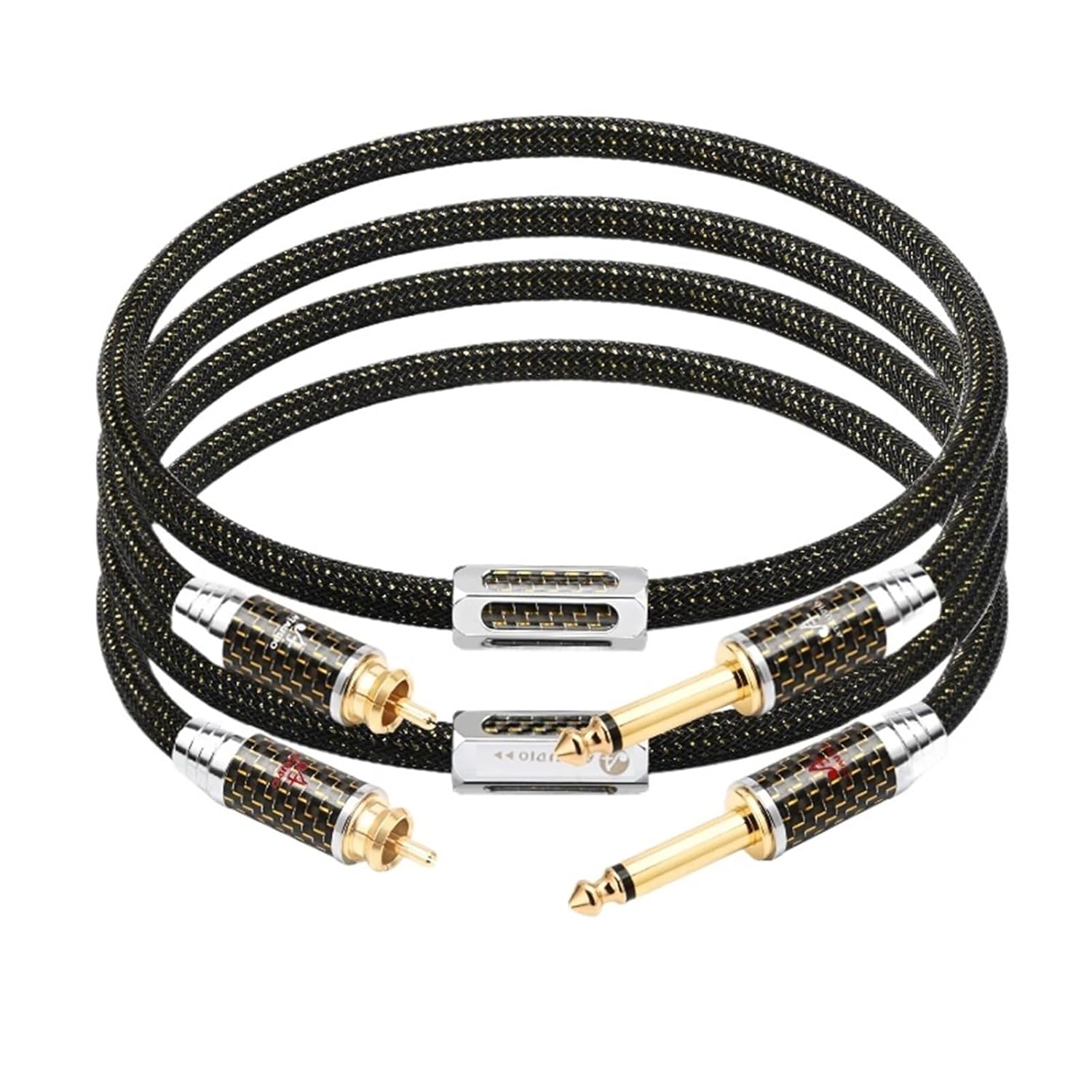 One Pair Dual 6.5 TS to 2RCA for Mixer Amplifier Hi-end OCC Gold-Plated Shielding Dual 6.5mm to 2RCA Male Jack Audio Cable(3m)