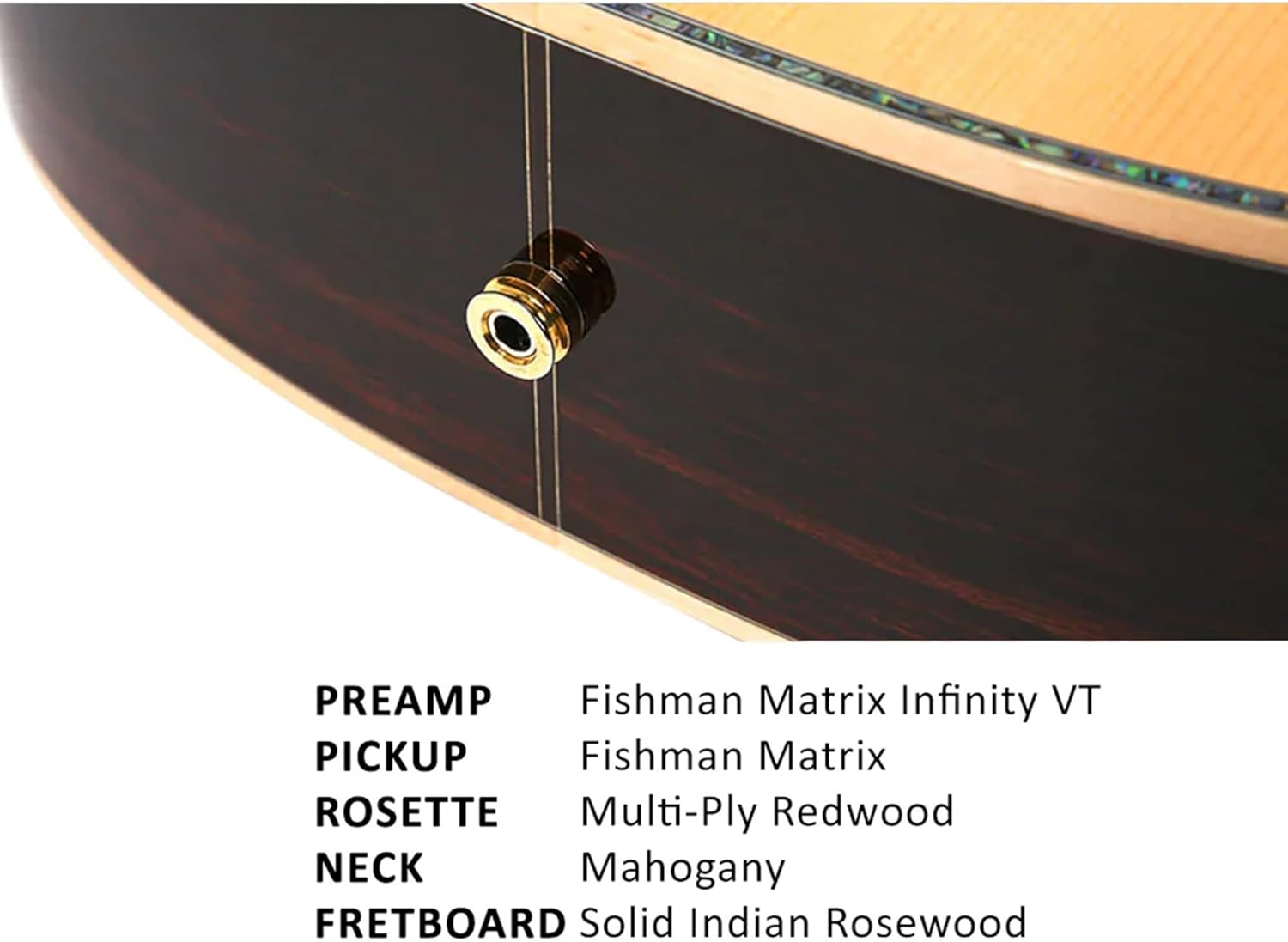 Parkwood GA880 ADK Grand Auditorium Cutaway Semi Acoustic Guitar - Natural