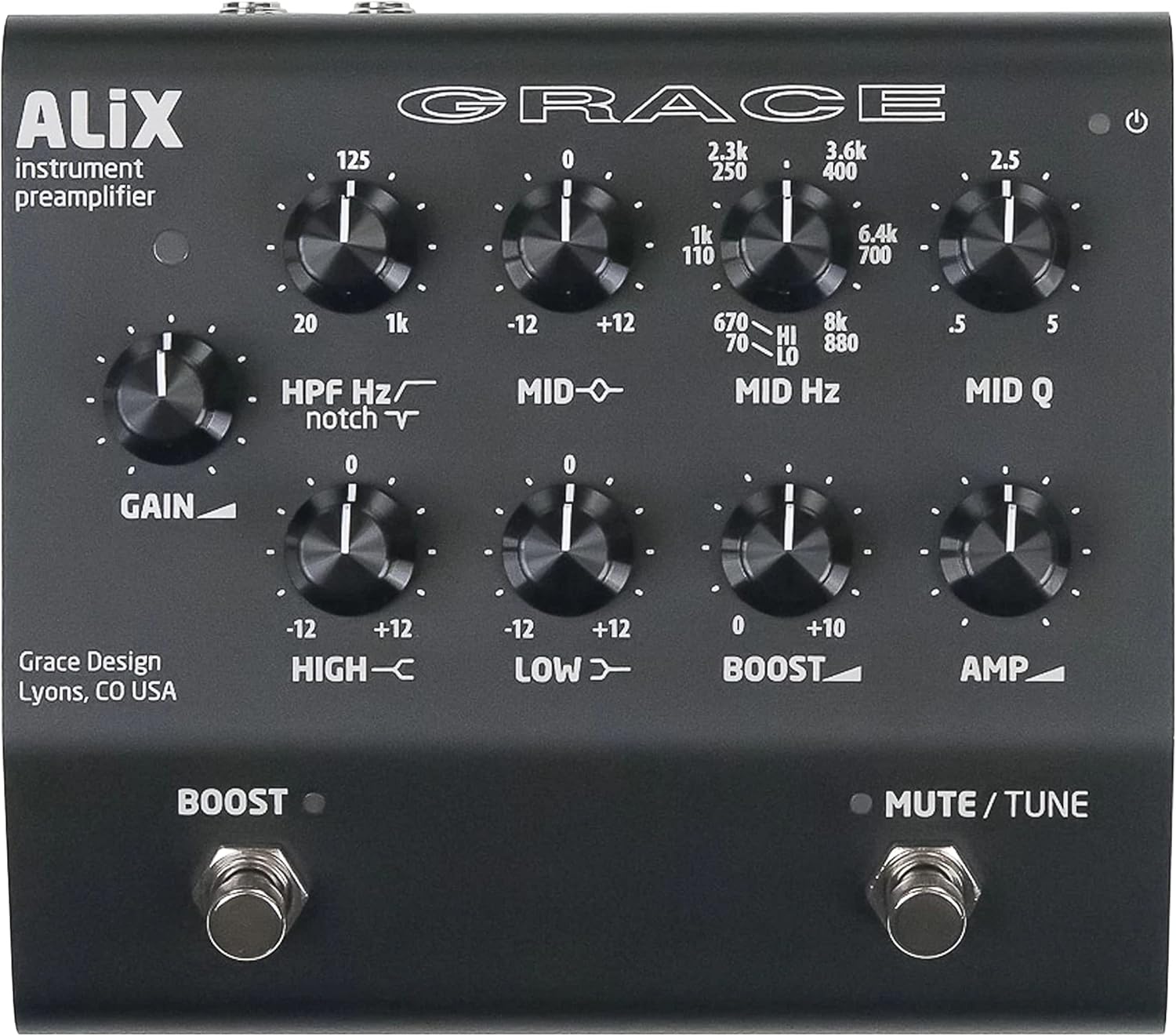 Grace Design ALiX Acoustic Instrument Preamp/EQ/DI/Boost Pedal - Black