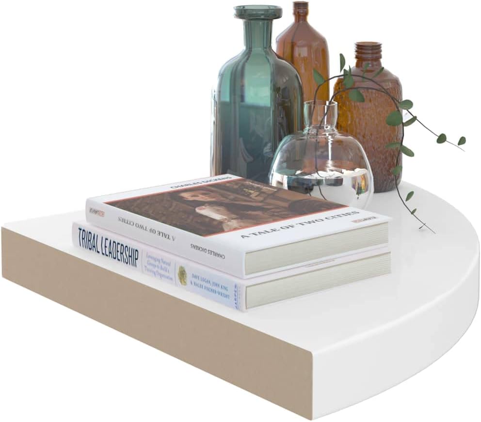 Home Décor Floating Corner Shelves 2 pcs High Gloss White 13.8