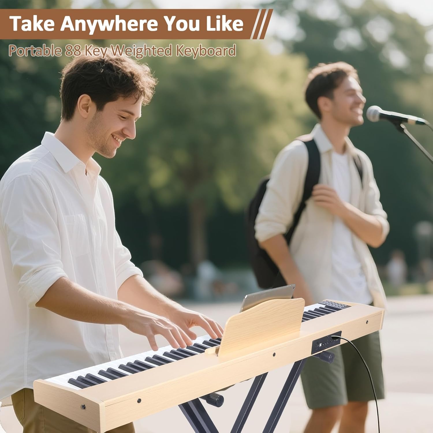 88 Key Digital Piano Keyboard,88 Key Full Size Weighted Hammer Action Electric Keyboard Piano with 200 Rhythms,200 Tones, Piano Keyboard with Stand, TriplePedal,Headphone, Carrying Bag