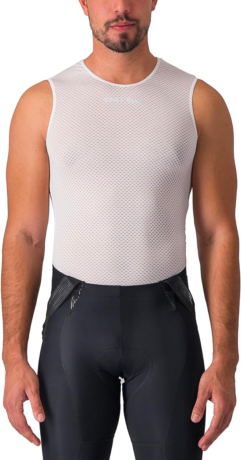 CASTELLI Men’s Pro Mesh 2.0 Sleeveless Jersey, Breathable Cycling Mesh Base Layer for Road, Gravel Biking & Racing - White - X-Small