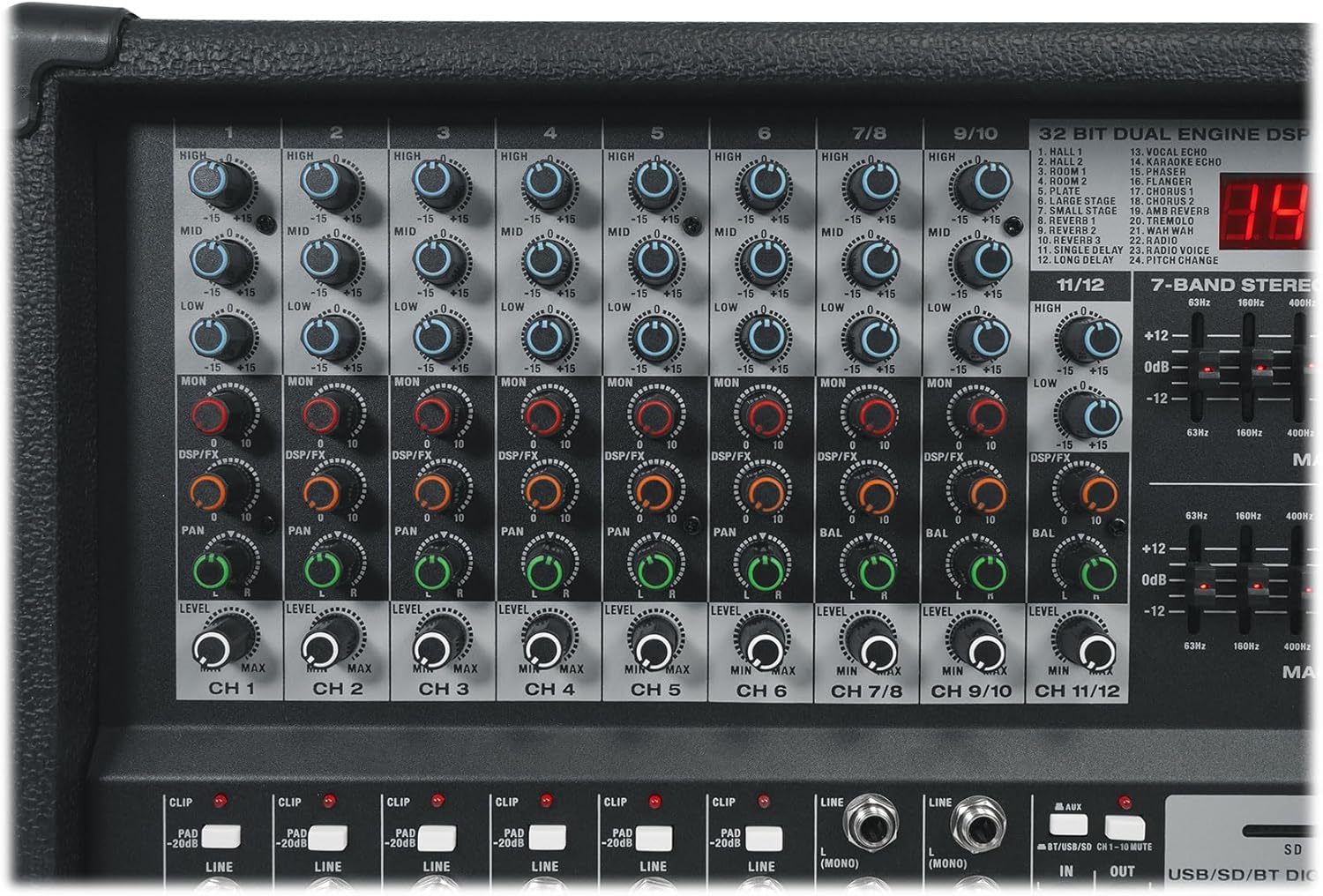 Rockville RPM109 V2 Bundle: 12-Channel 4800-Watt Powered Mixer with Bluetooth, (2) RMC-XLR Handheld Wired Microphones, (4) RCXFM20E-B 20 ft XLR Cables, 7-items