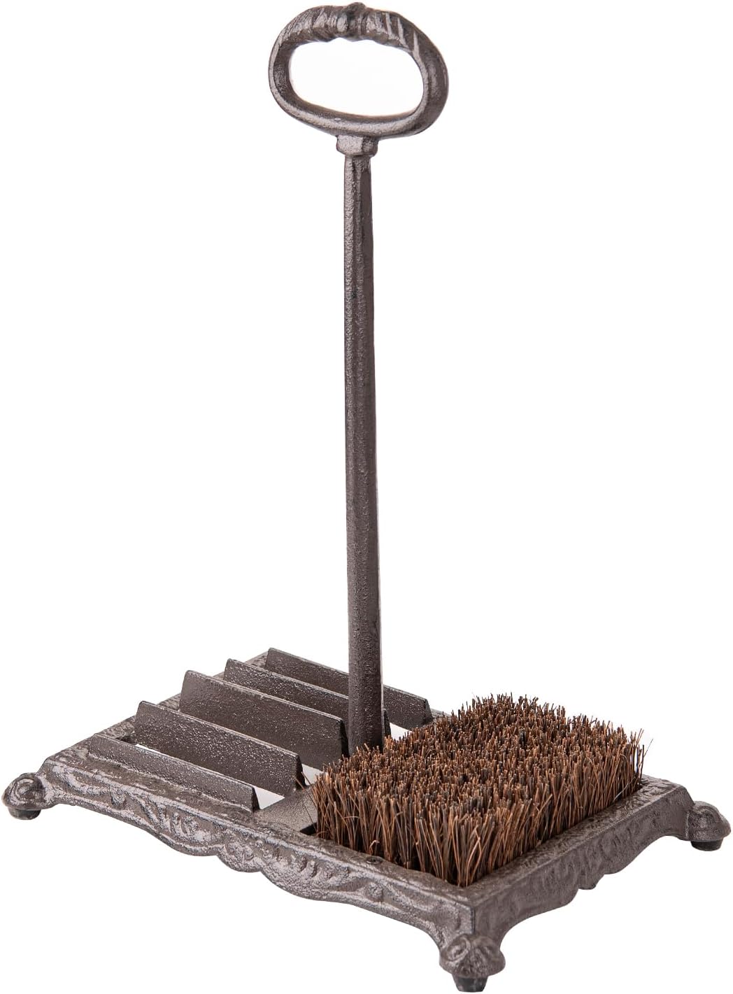 Sungmor Heavy Duty Cast Iron Shoe Scraper Brush, Vintage Rustic Brown Boot Scraper Brush with Handle, Farmhouse Garden Outdoor Boots Mud Cleaner, Shoe Brush Scrubber for Front Door Entrance