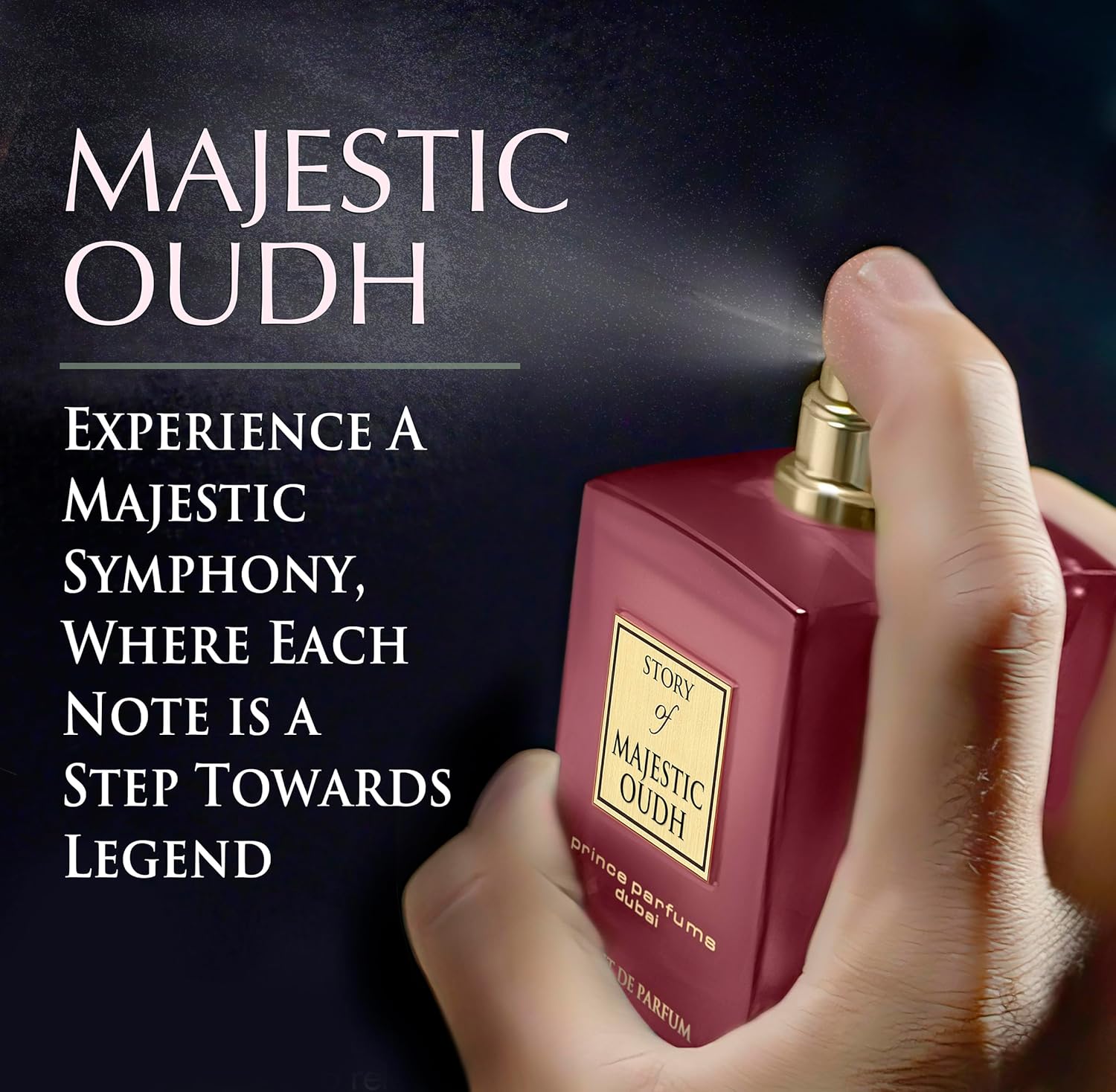 Prince Parfums Dubai - Majestic Oudh Extrait de Parfum - Unisex Luxury Fragrance - 3.4 oz - Long-Lasting Signature Scent - Sophisticated, Rich Oudh with Amber, Vanilla, and Musk