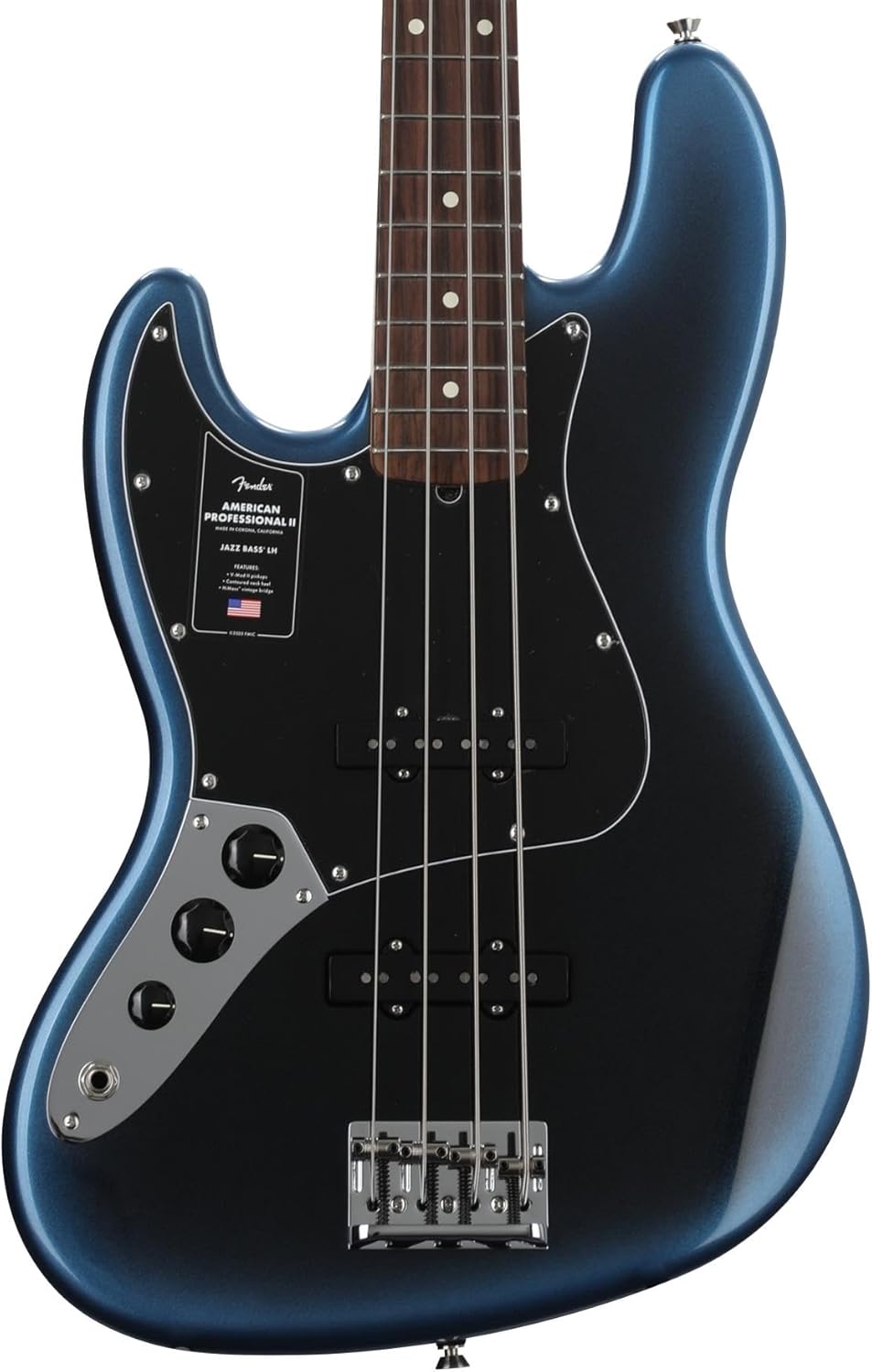 Fender American Professional II Jazz Bass, Dark Night, Left-Handed, Pau Ferro Fingerboard