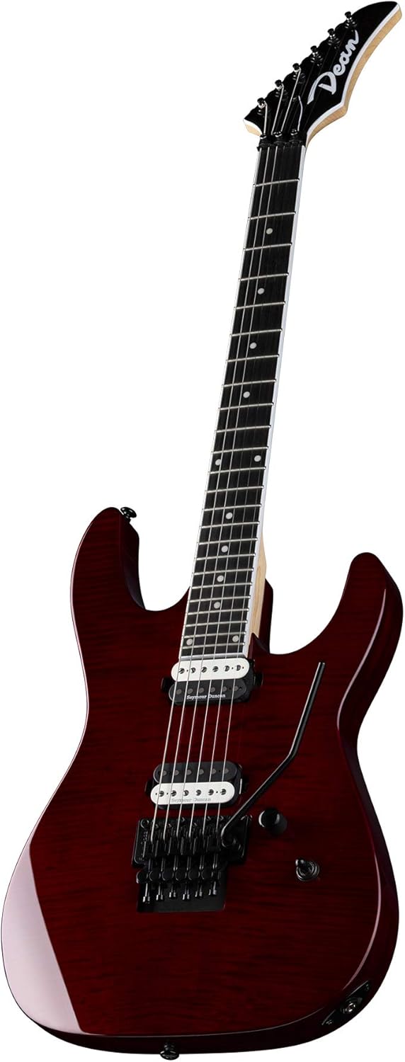 Dean Guitars MD 24 Select Floyd Rose 6 String Flame Top Electric Guitar, Right, Trans Cherry (MD24 FMF TCH)