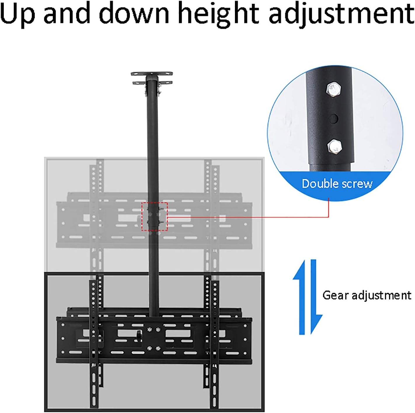 TV Stand,tv Wall Mount Double Screen Ceiling TV Mount, Adjustable Tilt Swivel, Fits Most 40-70 Inch LED Screen Display,2m