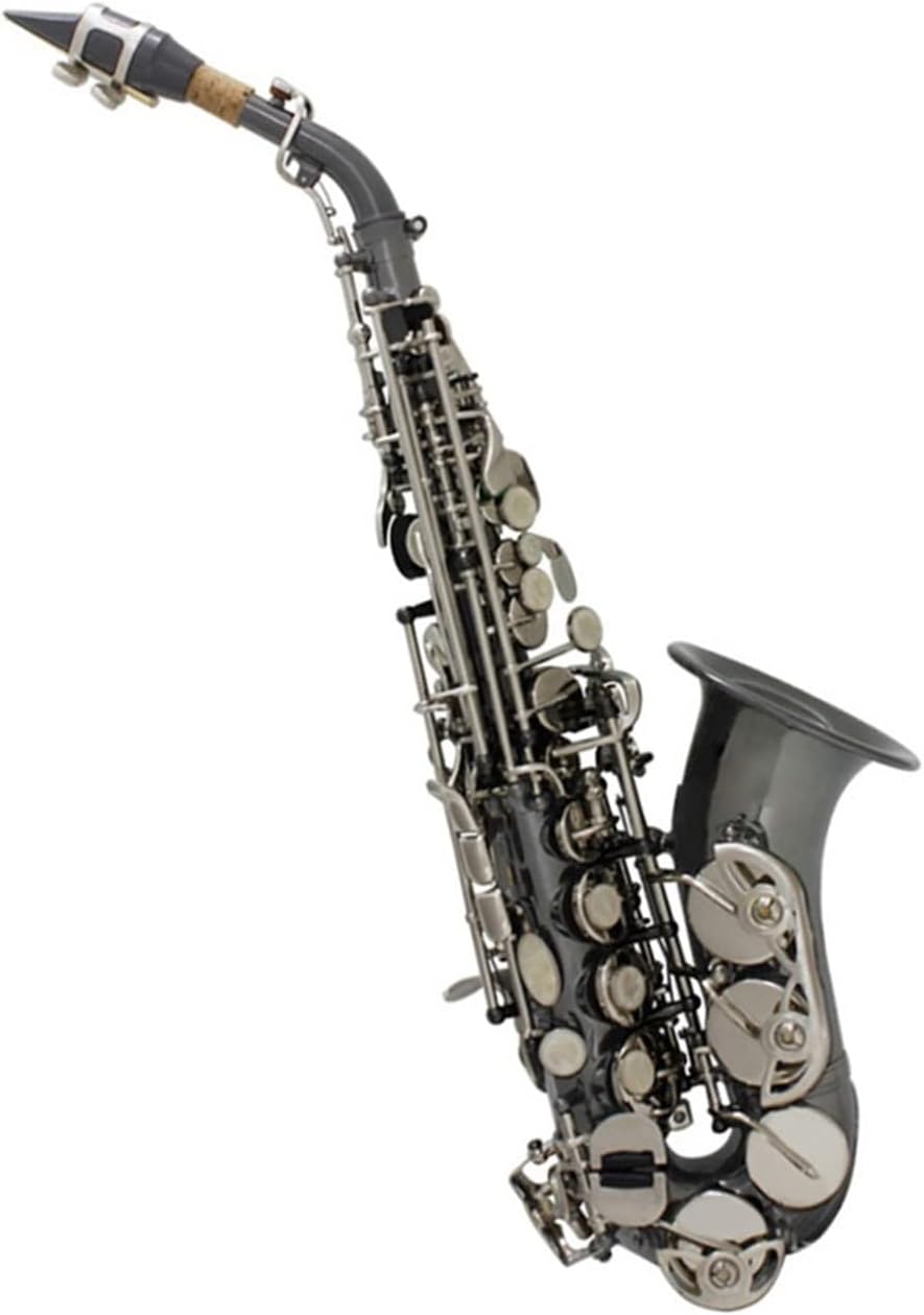 Bb Saxophone Brass Material Black Nickel Plated Woodwind Instrument Beginner Saxophone (Color : Black)